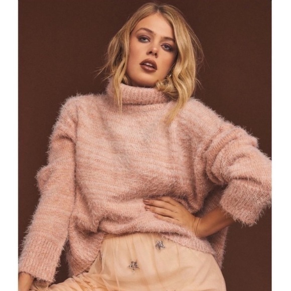Show Me Your Mumu Fatima Turtleneck Fuzzy Knit Fabric. Revolve Mohair Soft Nwot